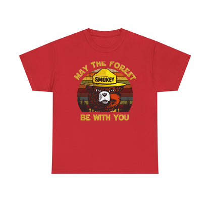 Smokey Bear May The Forest Be with You Sci-Fi Vintage Men's T-Shirt Funny Tee