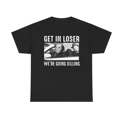 Horror Characters Get In Loser We're Going Killing Halloween Retro Men's T-Shirt