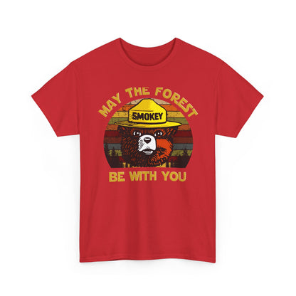 Smokey Bear May The Forest Be with You Sci-Fi Vintage Men's T-Shirt Funny Tee