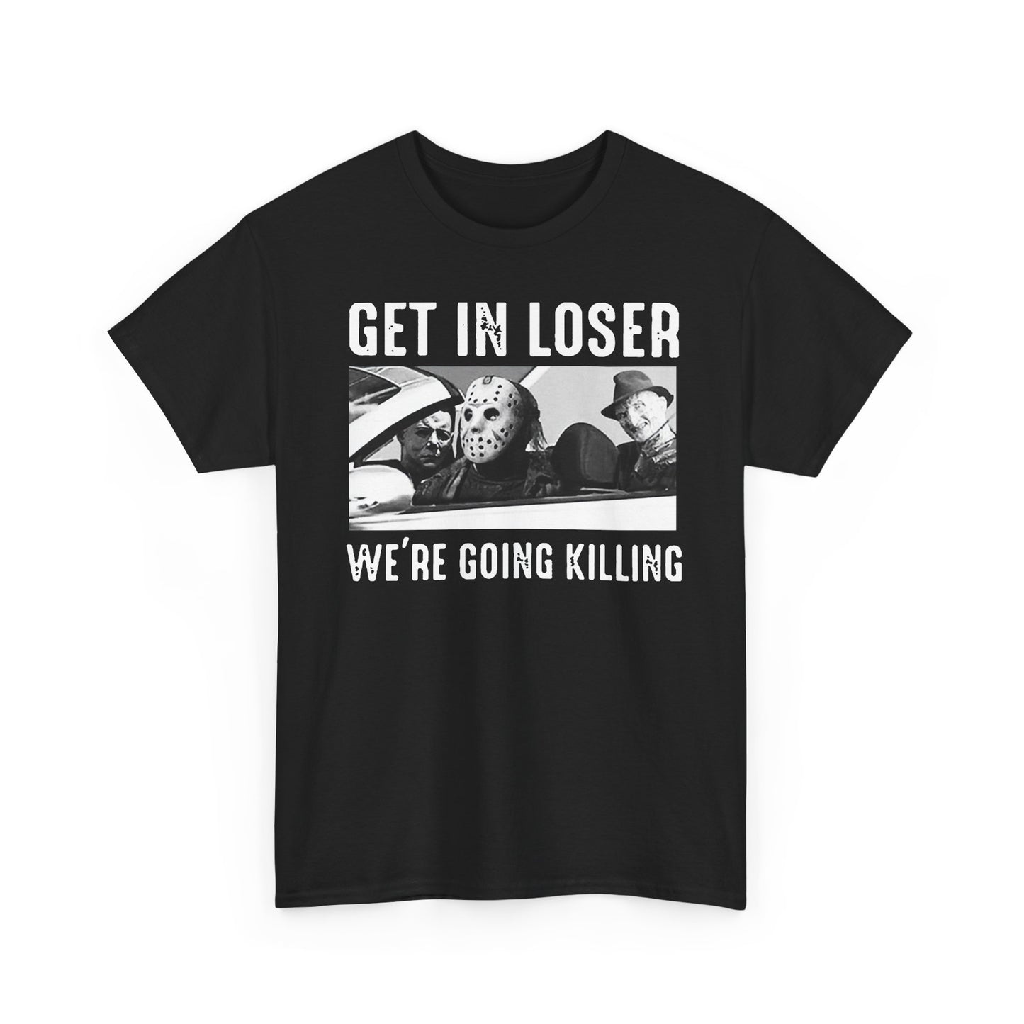 Horror Characters Get In Loser We're Going Killing Halloween Retro Men's T-Shirt