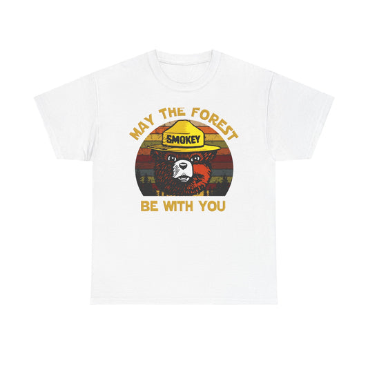 Smokey Bear May The Forest Be with You Sci-Fi Vintage Men's T-Shirt Funny Tee