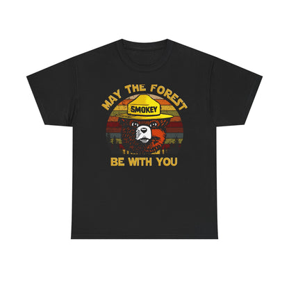 Smokey Bear May The Forest Be with You Sci-Fi Vintage Men's T-Shirt Funny Tee